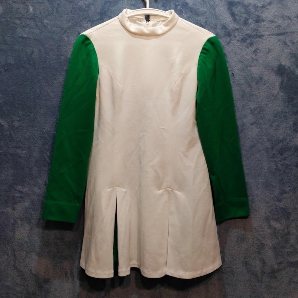 Vtg 80s Handmade Mod Colorblock Cheer Drill Team Retro 60s Style Mini Dress S/M